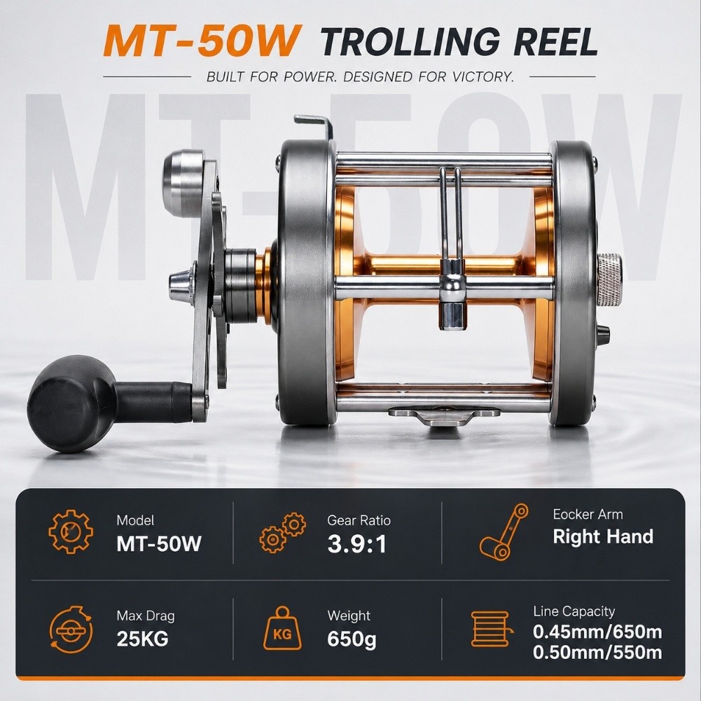 Trolling Reel - Reel Trolling MT 50W, untuk Penggunaan